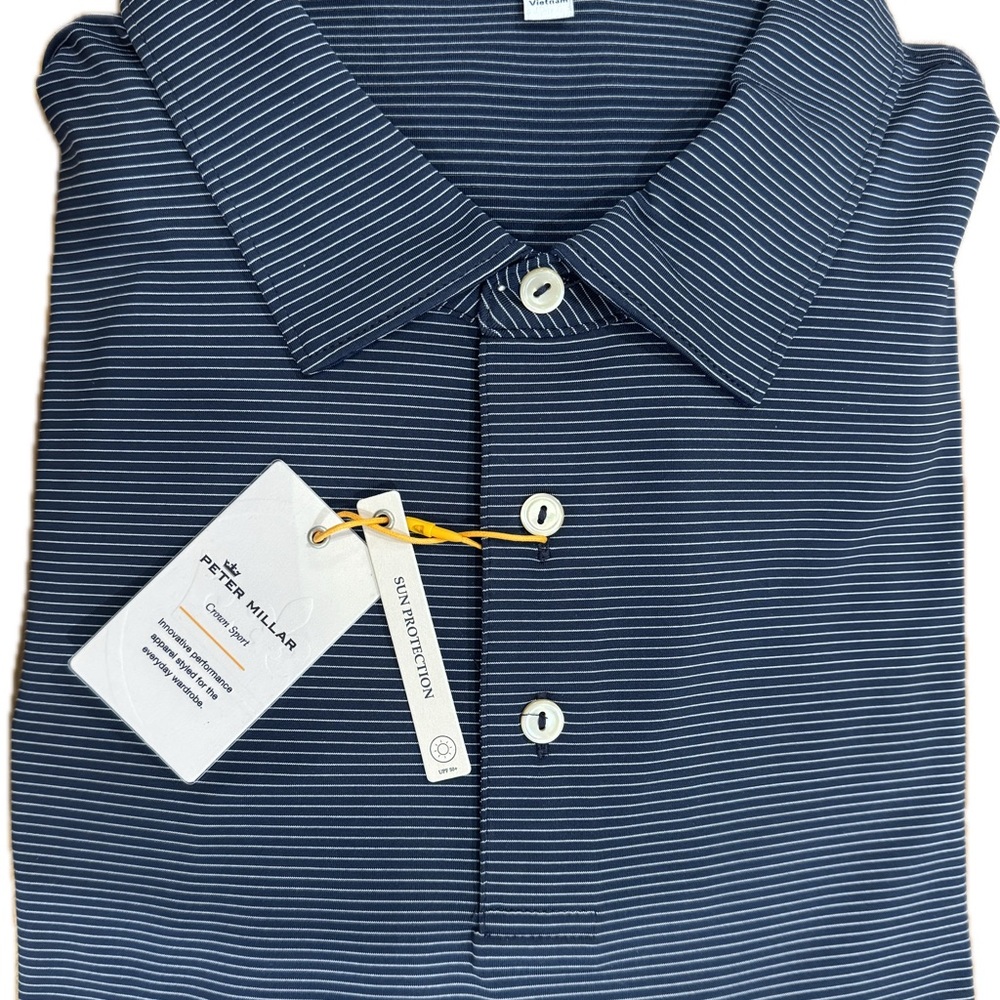 Peter Millar Navy Blue Pinstripe Casual Shirt